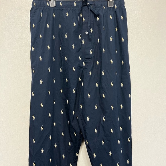Polo by Ralph Lauren Men's Navy Pajama Lounge Pants Large Pony Logo Print Sz 3X - Picture 3 of 6